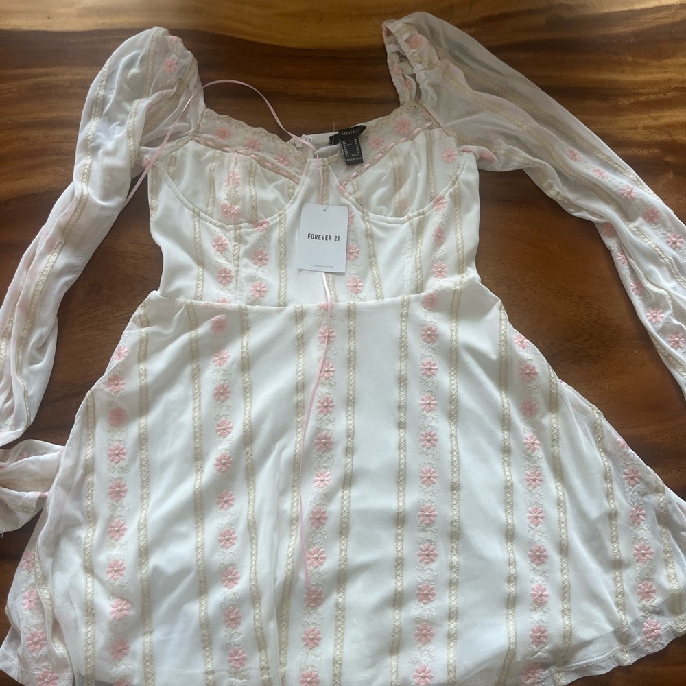 White and Pink Floral Dress